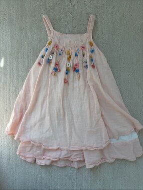 Poppet & Fox Girls' Pink Embroidered Sundress